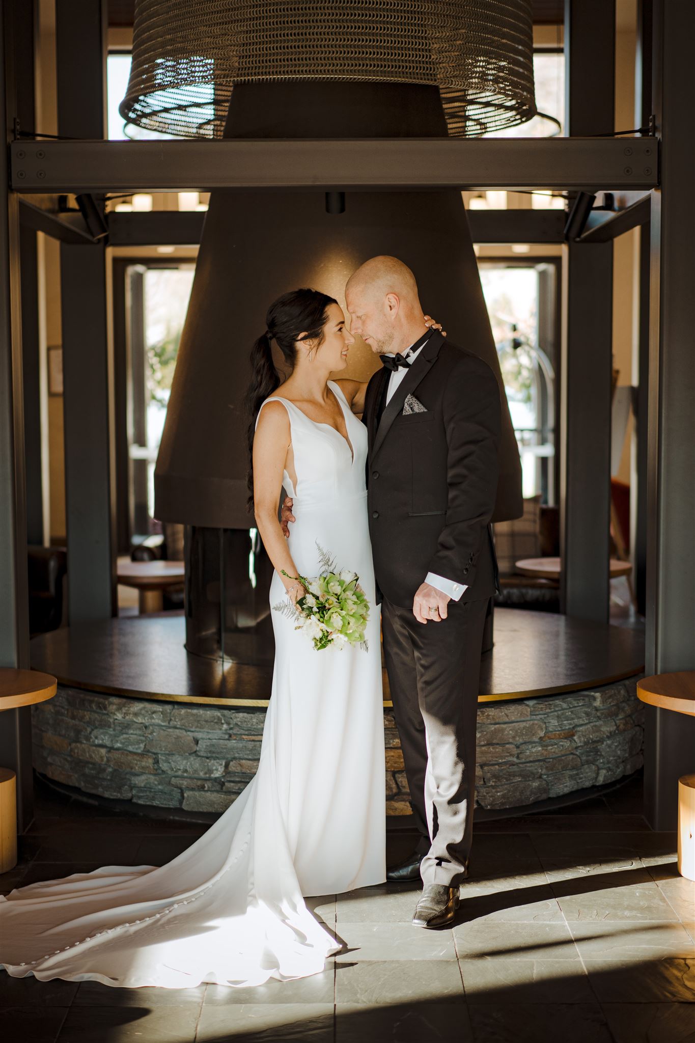 bride and groom at Gibbston Valley Lodge and Spa in Queenstown New Zealand