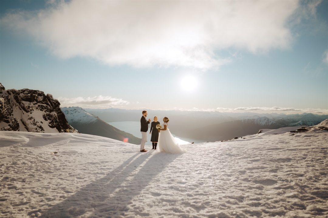 Queenstown wedding ceremony at The Remarkables in snow