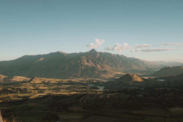 view of Queenstown in New Zealand from Coronet Peak